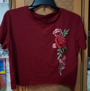 Crop Top with floral detail (One size) - New